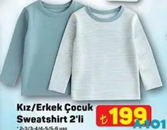 KIZ/ERKEK ÇOCUK SWEATSHİRT 2'Lİ